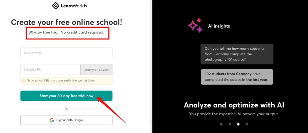 LearnWorlds Free Trial