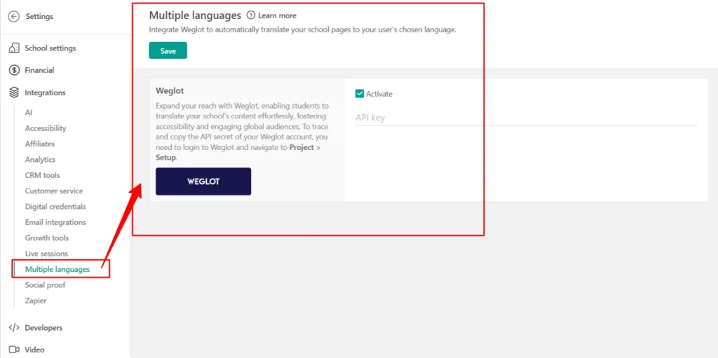LearnWorlds and Weglot integration for Multi-language site support