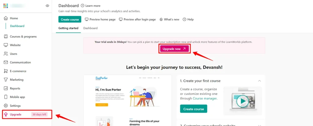 Upgrade Your Learnworlds Account