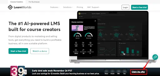 Official LearnWorlds Black Friday Page