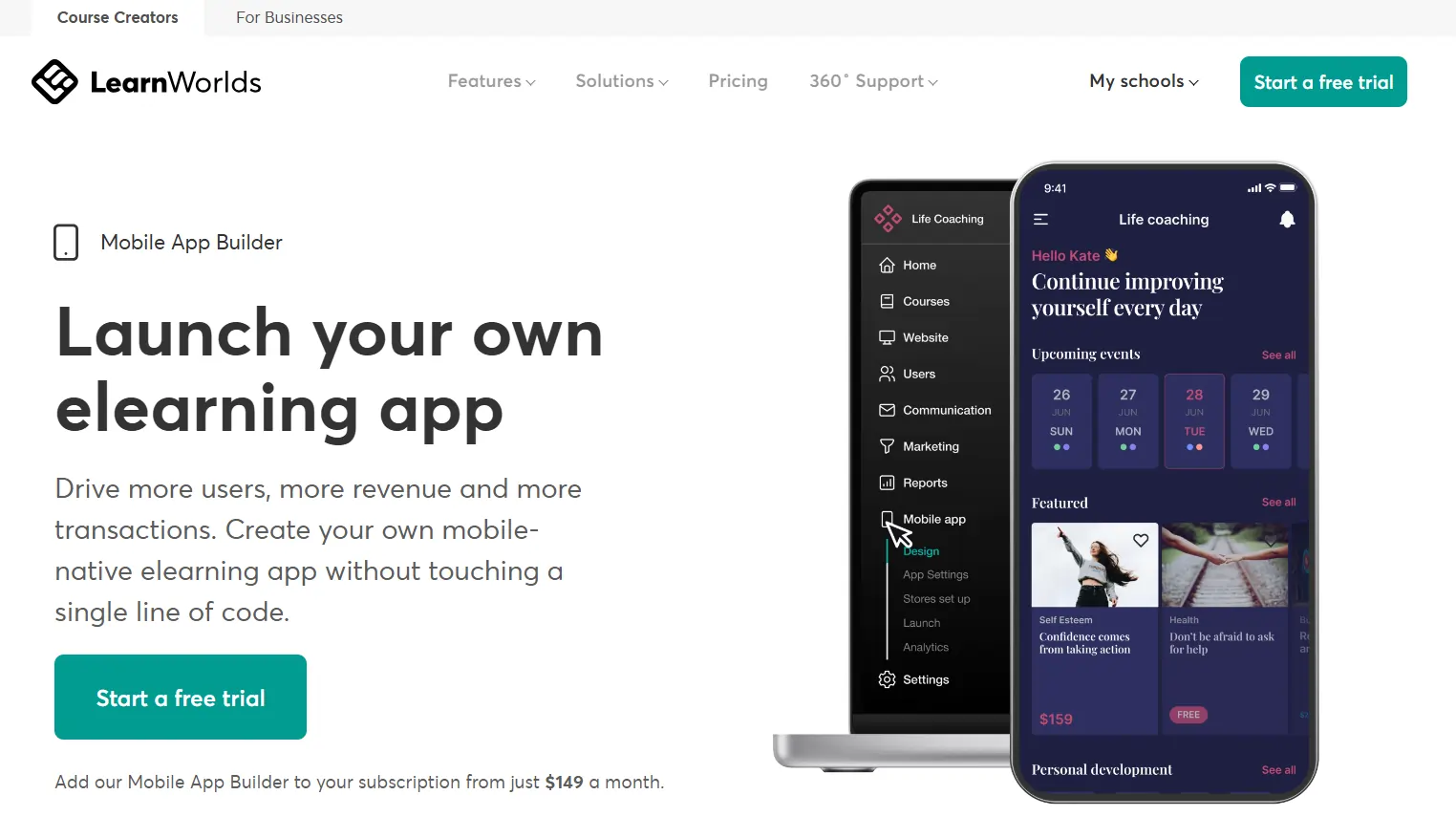 LearnWorlds Mobile App Builder