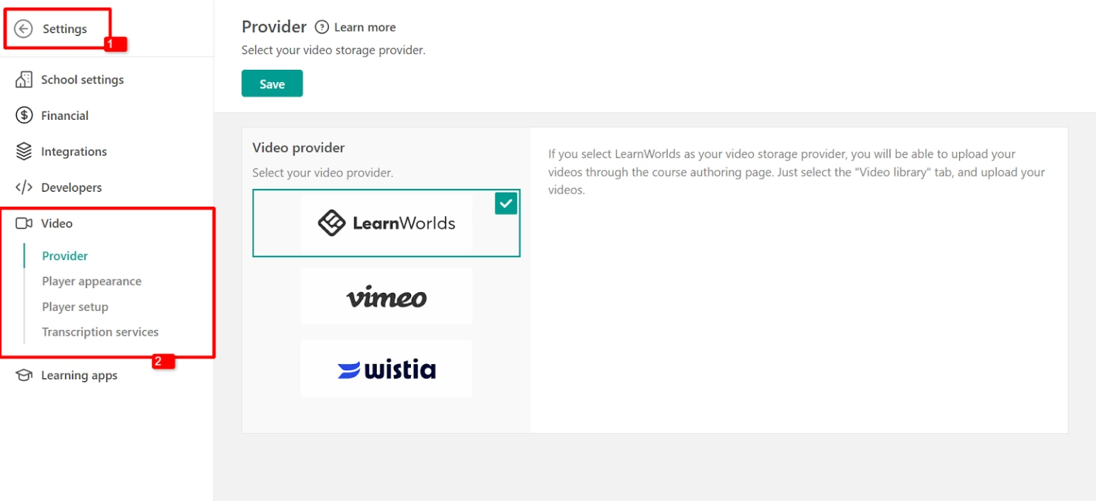 LearnWorlds interactive video system